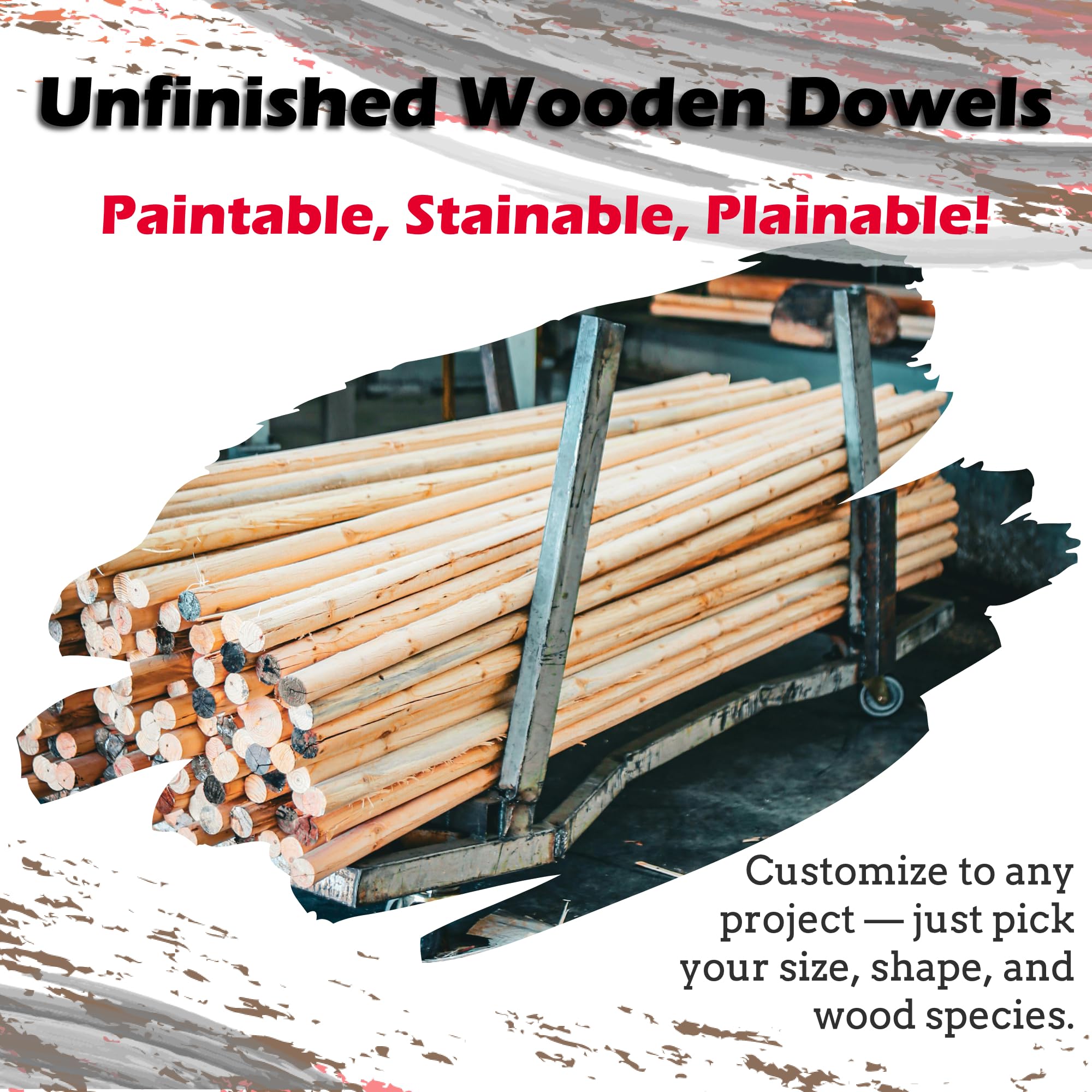 Red Oak Round Dowels (7/8" x 36", Pack of 6) | Variety of Diameters & Wood Species | Unfinished Wooden Dowel Rods for Crafts & DIY Home Projects | Curtain Rod, Macrame Supplies, Moulding, Flagpole - Image 3