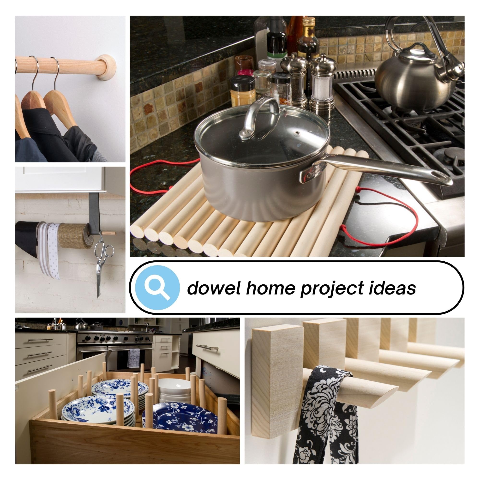 Red Oak Round Dowels (7/8" x 36", Pack of 6) | Variety of Diameters & Wood Species | Unfinished Wooden Dowel Rods for Crafts & DIY Home Projects | Curtain Rod, Macrame Supplies, Moulding, Flagpole - Image 4