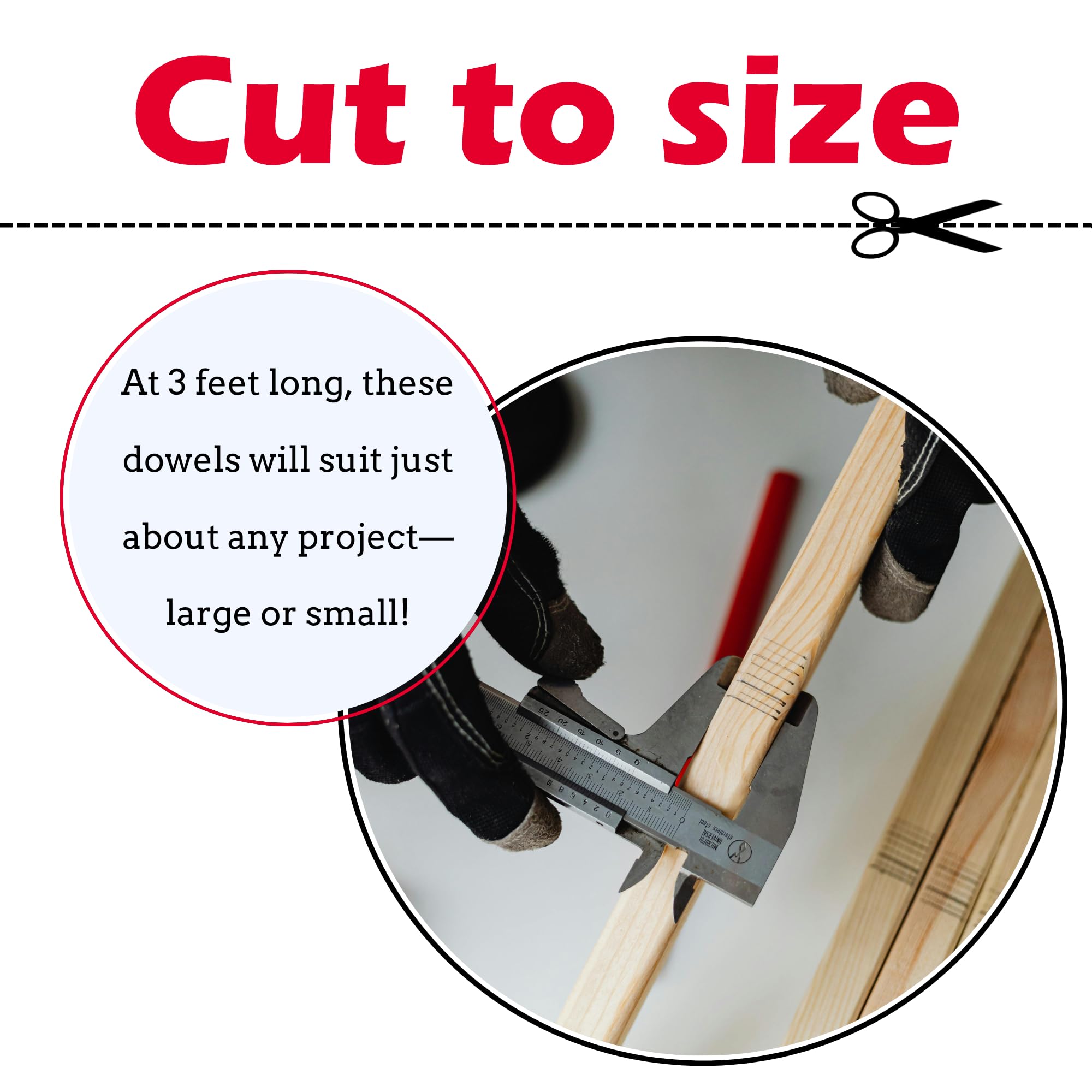 Red Oak Round Dowels (7/8" x 36", Pack of 6) | Variety of Diameters & Wood Species | Unfinished Wooden Dowel Rods for Crafts & DIY Home Projects | Curtain Rod, Macrame Supplies, Moulding, Flagpole - Image 6