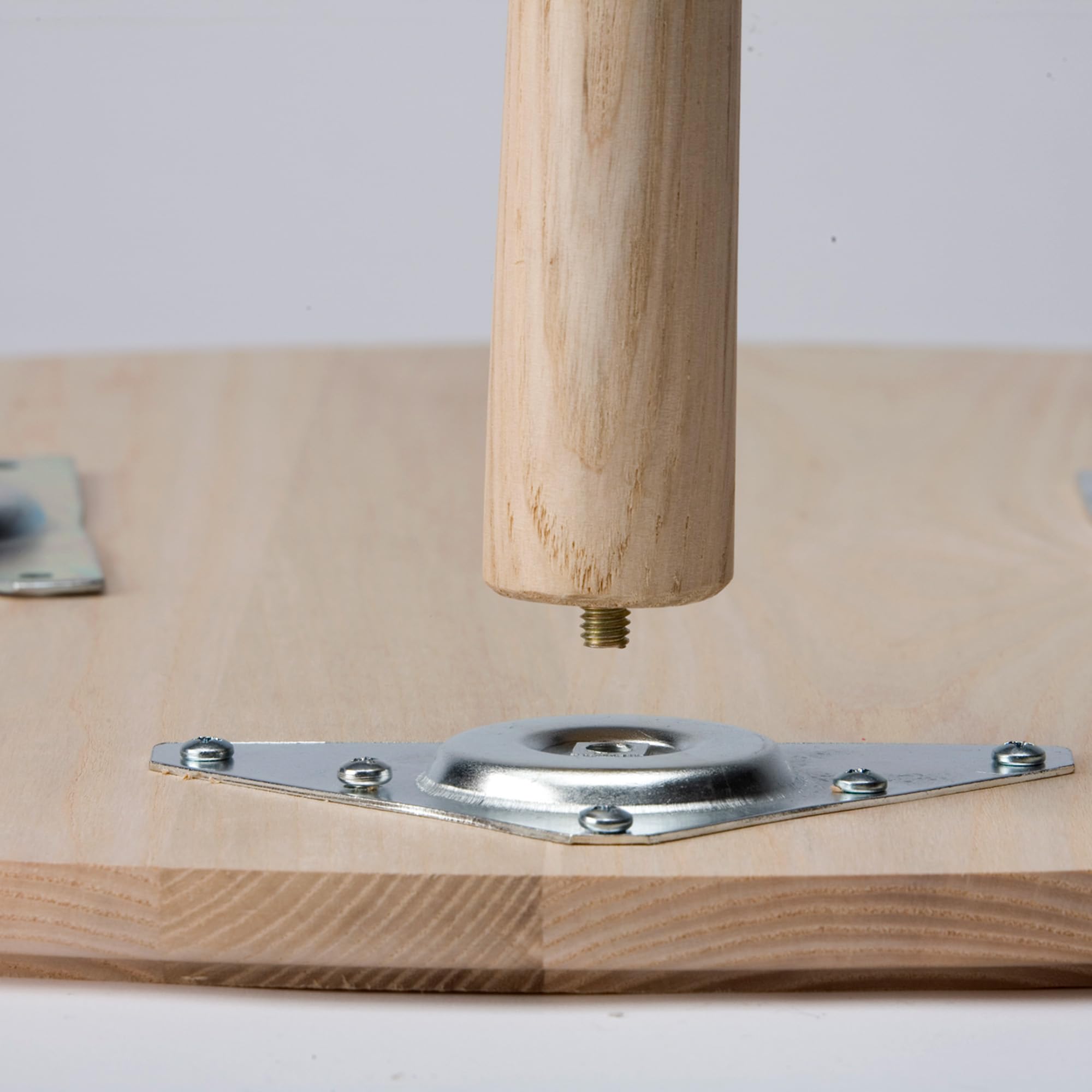 Waddell 8" Round Taper Leg & Heavy Duty Top Plate | Unfinished Hardwood Decorative Quick Mount Furniture Leg | 18G Steel Attachment Mounting Hardware - Image 5
