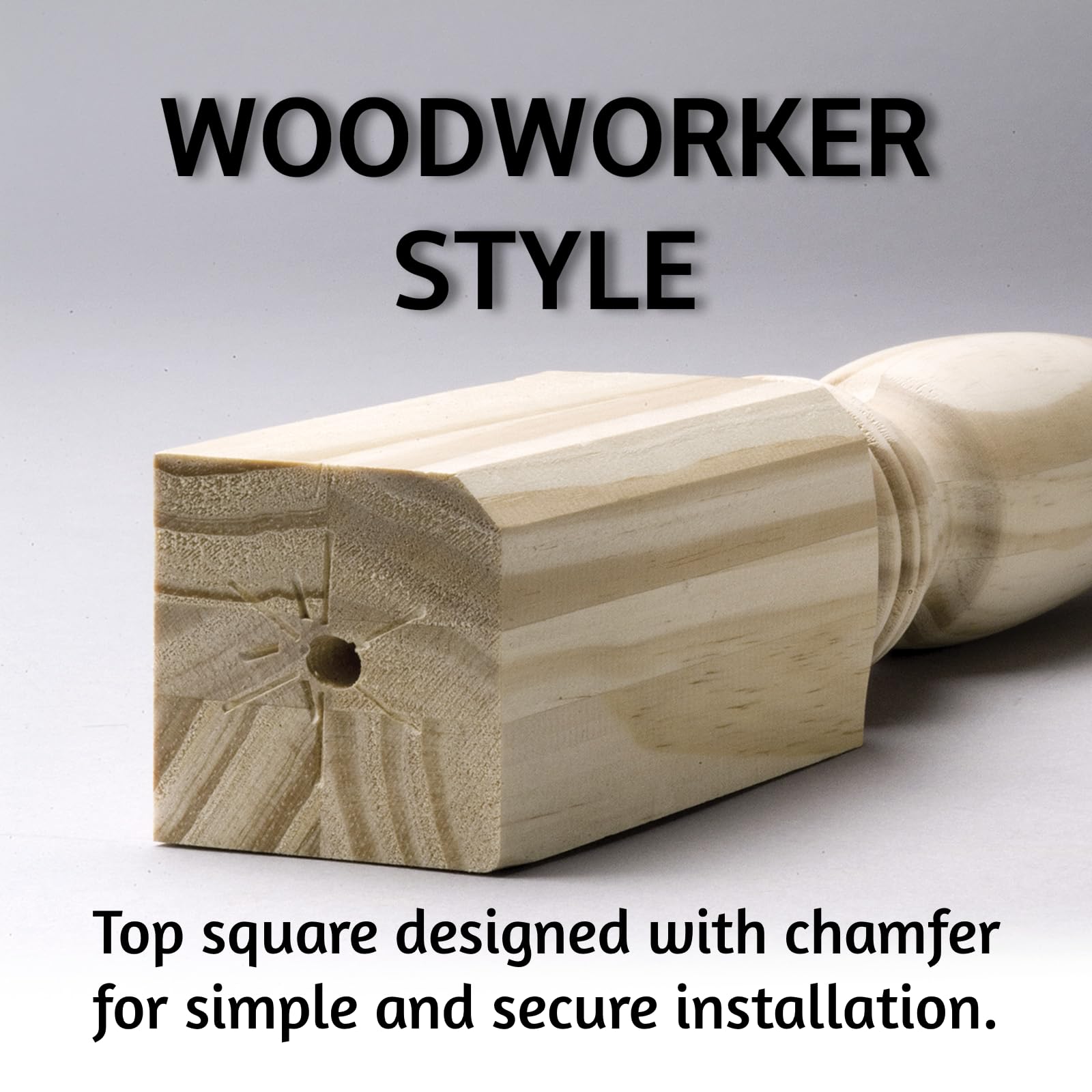 Waddell 15" Farmhouse Leg & Corner Plate | Unfinished Pine Decorative Woodworker Style Furniture Leg | 18G Steel Attachment Mounting Hardware with Lag Bolt - Image 3