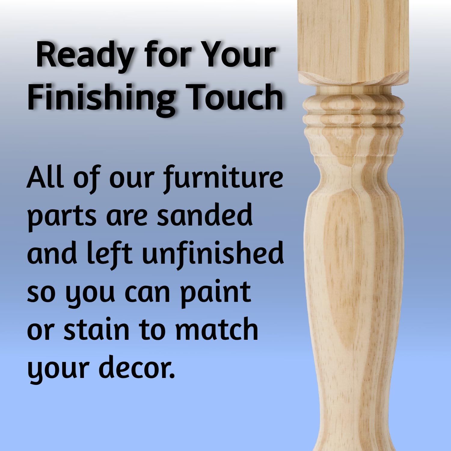 Waddell 15" Farmhouse Leg & Corner Plate | Unfinished Pine Decorative Woodworker Style Furniture Leg | 18G Steel Attachment Mounting Hardware with Lag Bolt - Image 5