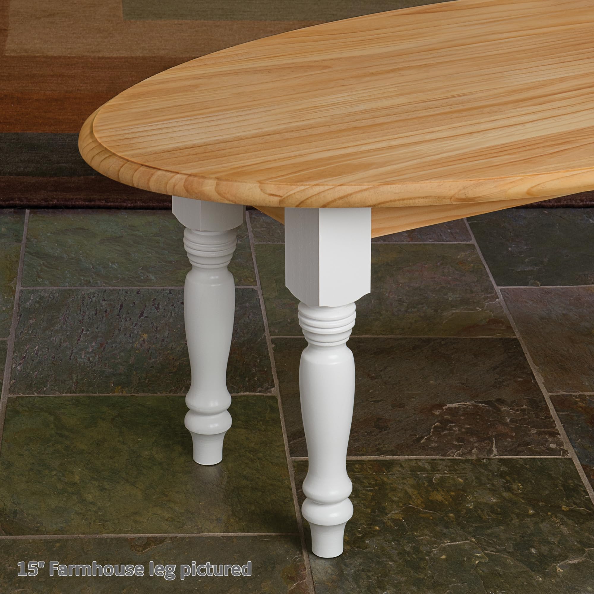 Waddell 15" Farmhouse Leg & Corner Plate | Unfinished Pine Decorative Woodworker Style Furniture Leg | 18G Steel Attachment Mounting Hardware with Lag Bolt - Image 6