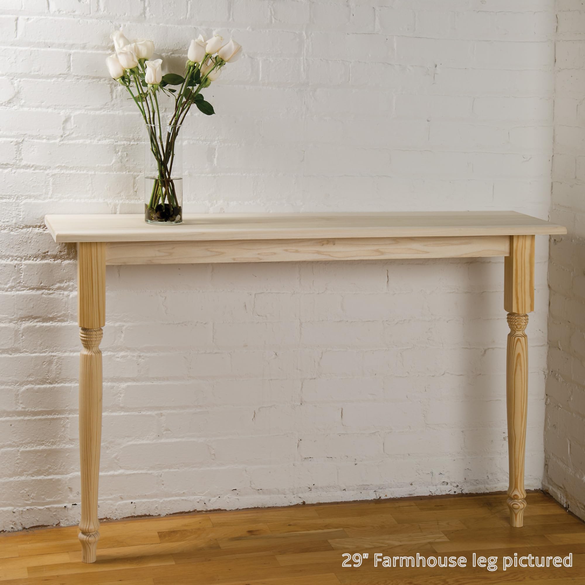 Waddell 15" Farmhouse Leg & Corner Plate | Unfinished Pine Decorative Woodworker Style Furniture Leg | 18G Steel Attachment Mounting Hardware with Lag Bolt - Image 7