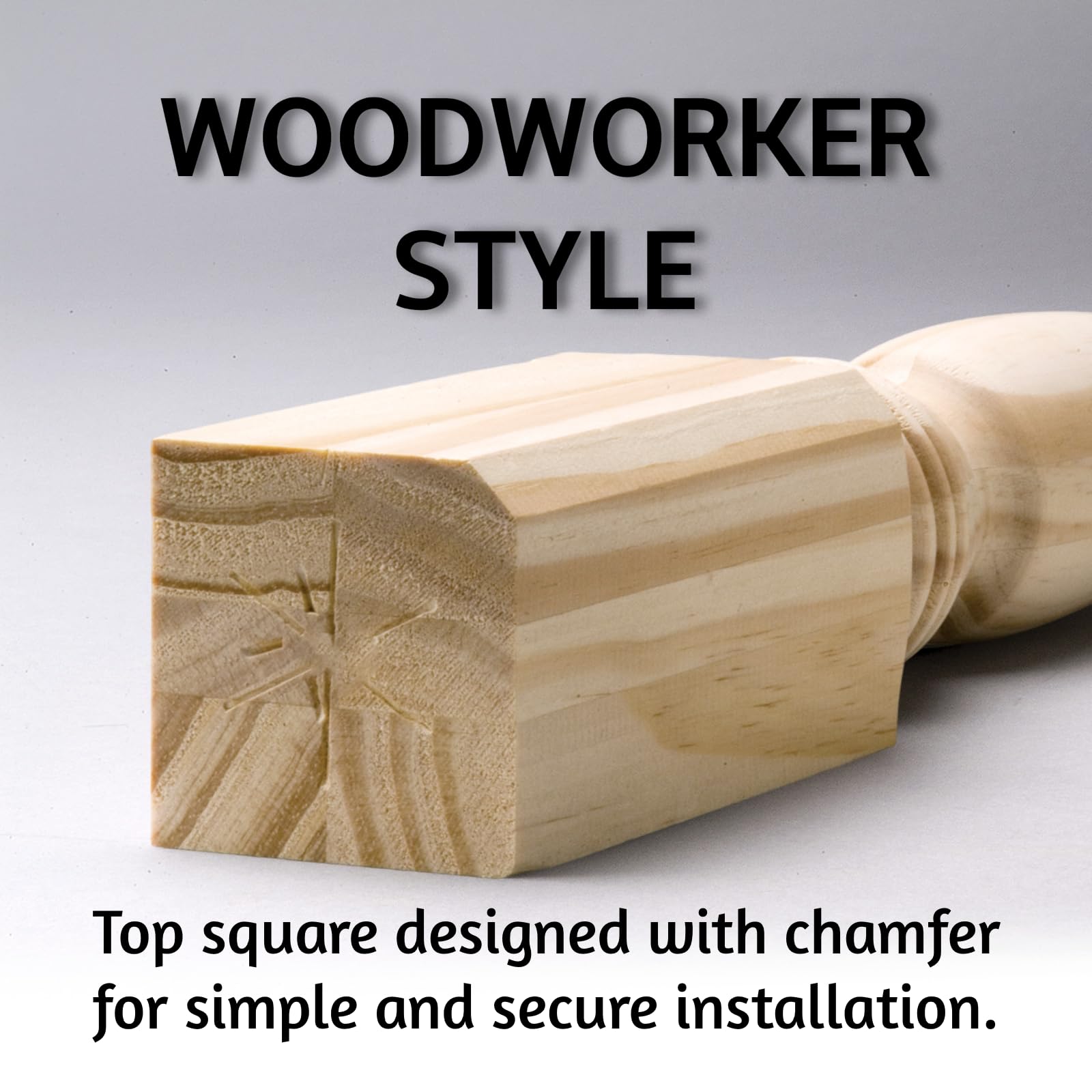 Waddell 35" Butcher Block Leg & Corner Plate | Unfinished Pine Decorative Woodworker Style Furniture Leg | 18G Steel Attachment Mounting Hardware with Lag Bolt - Image 3