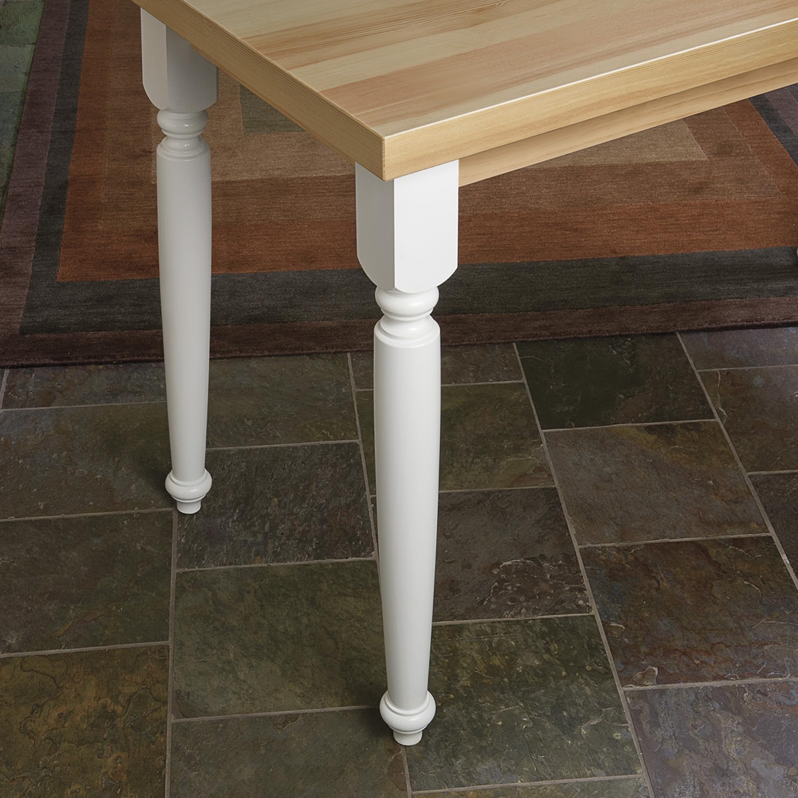 Waddell 35" Butcher Block Leg & Corner Plate | Unfinished Pine Decorative Woodworker Style Furniture Leg | 18G Steel Attachment Mounting Hardware with Lag Bolt - Image 7