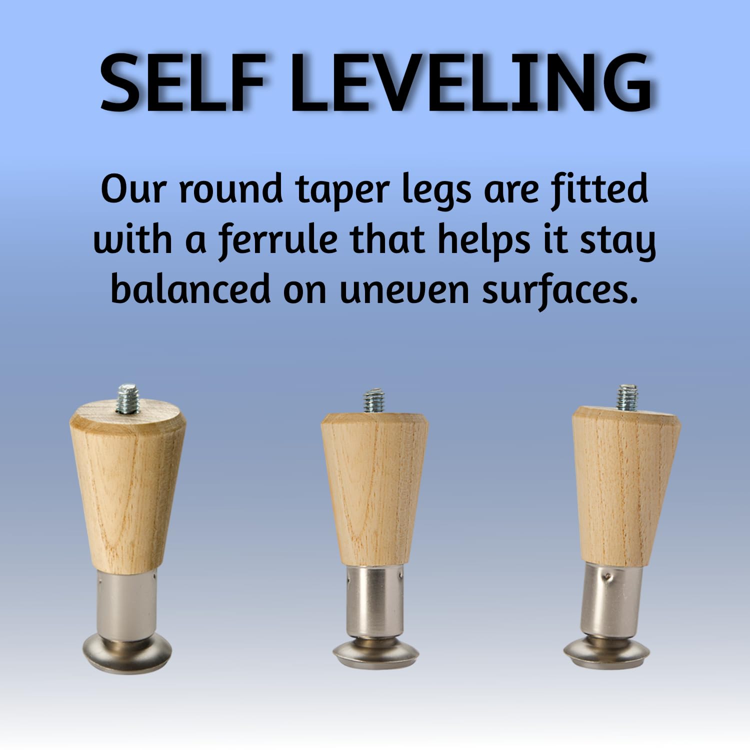 Waddell 6" Round Taper Leg & Straight Top Plate | Unfinished Hardwood Decorative Quick Mount Furniture Leg | 18G Steel Attachment Mounting Hardware - Image 5