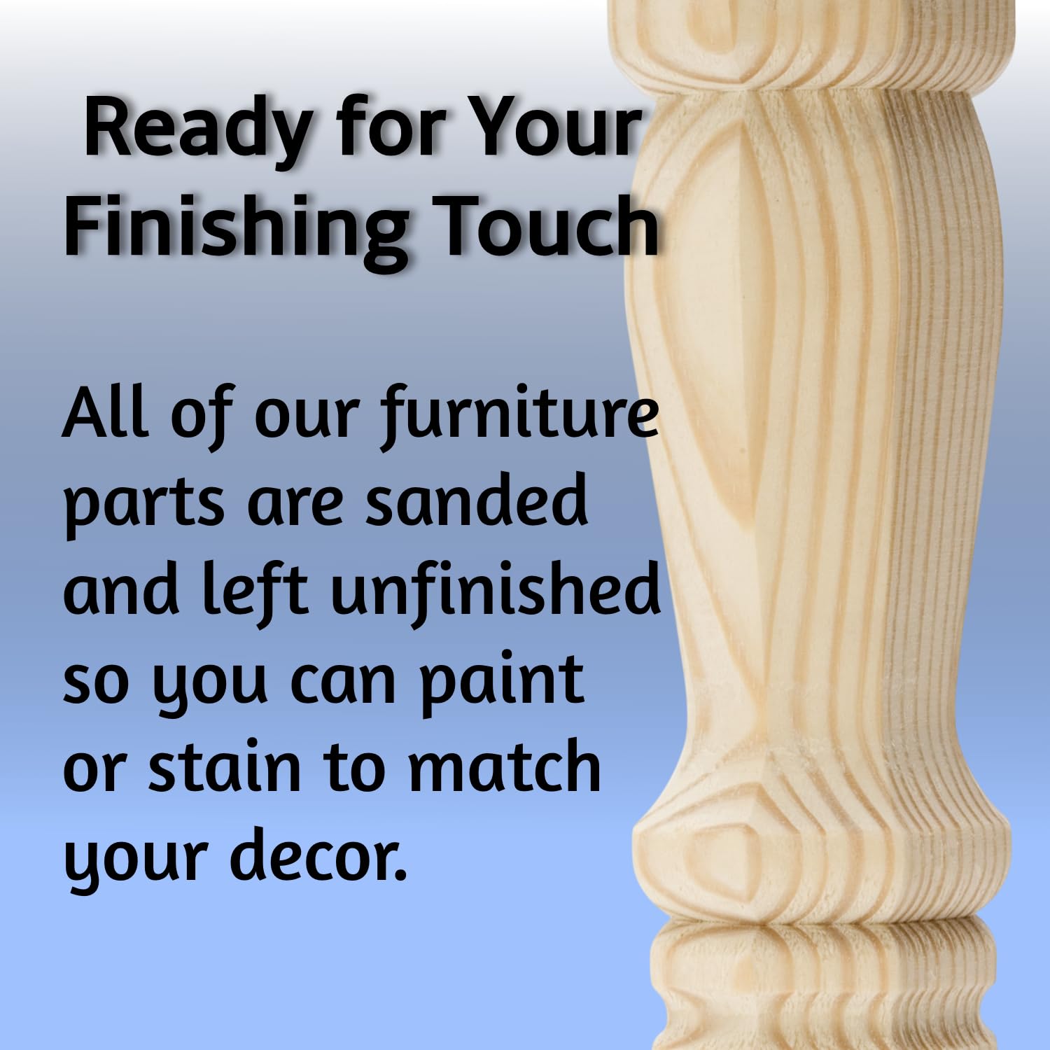 Waddell 9" Traditional Leg & Angle Top Plate | Unfinished Pine Decorative Quick Mount Furniture Leg | 18G Steel Attachment Mounting Hardware - Image 5