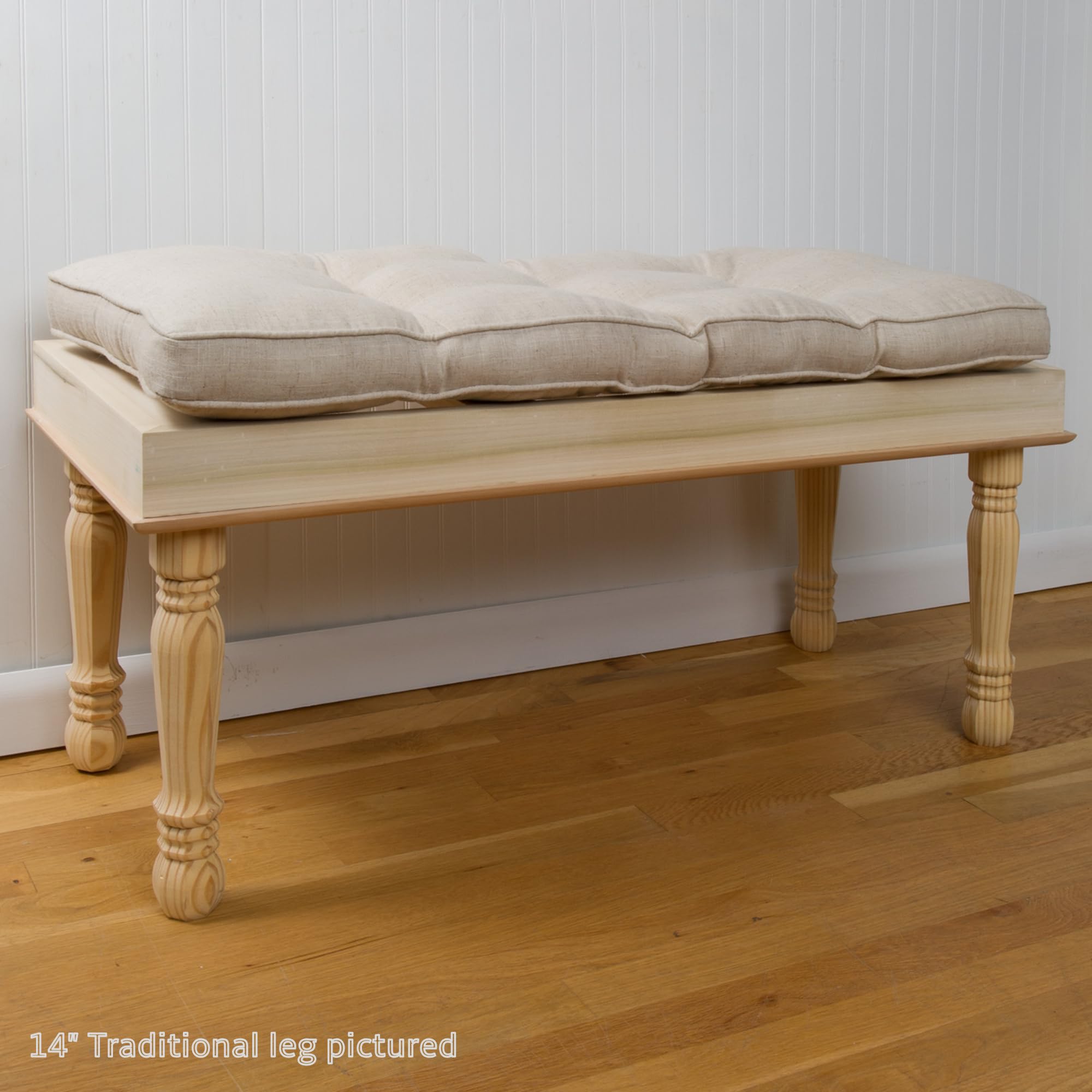 Waddell 9" Traditional Leg & Angle Top Plate | Unfinished Pine Decorative Quick Mount Furniture Leg | 18G Steel Attachment Mounting Hardware - Image 7