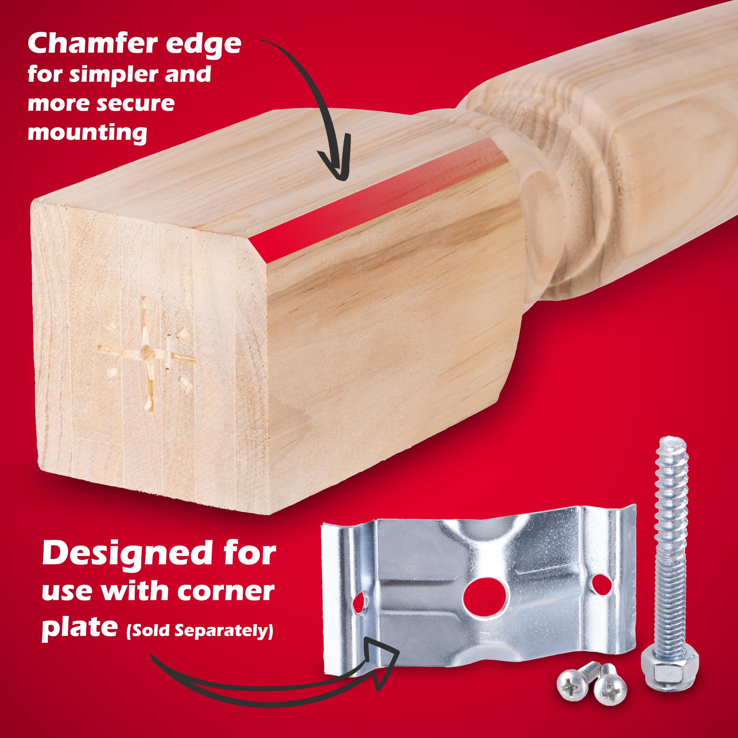 Waddell Butcher Block Table Leg (1 Count, 35" H) | Woodworker Style Pine Wood Legs w/Chamfer Edge | Heavy Duty Unfinished Furniture Legs for DIY Home Improvement, Refurbishing Vintage Room Decor - Image 3