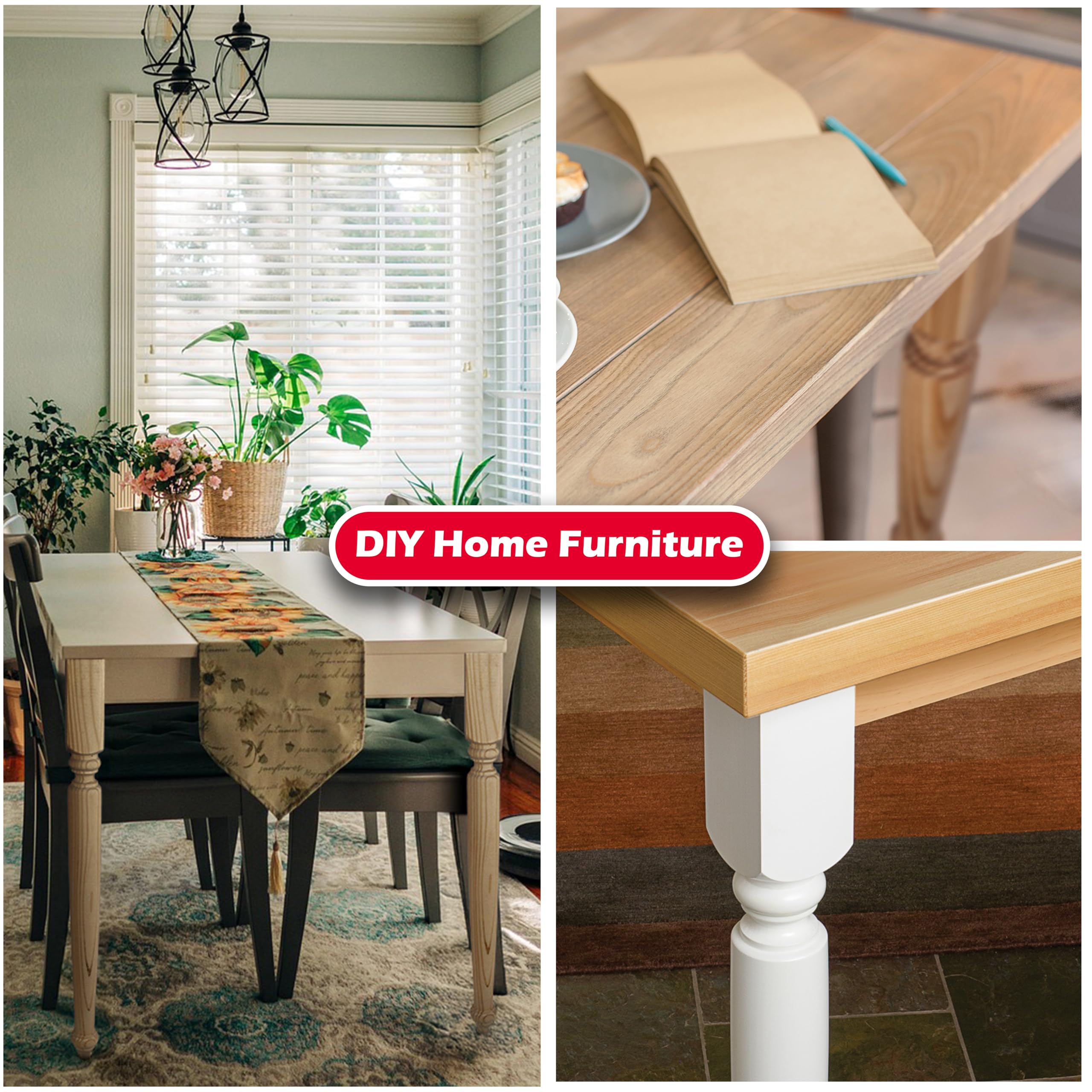 Waddell Butcher Block Table Leg (1 Count, 35" H) | Woodworker Style Pine Wood Legs w/Chamfer Edge | Heavy Duty Unfinished Furniture Legs for DIY Home Improvement, Refurbishing Vintage Room Decor - Image 5