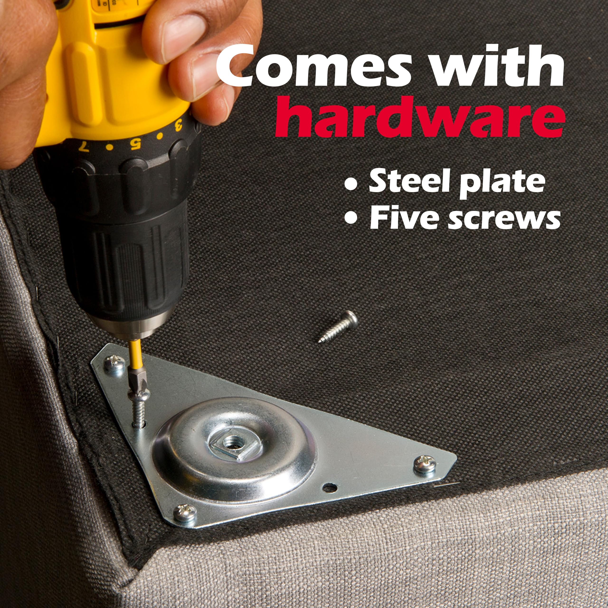 Waddell Contemporary Bun Foot & Heavy Duty Top Plate | Unfinished Hardwood Decorative Quick Mount Furniture Feet | 18G Steel Attachment Mounting Hardware - Image 7