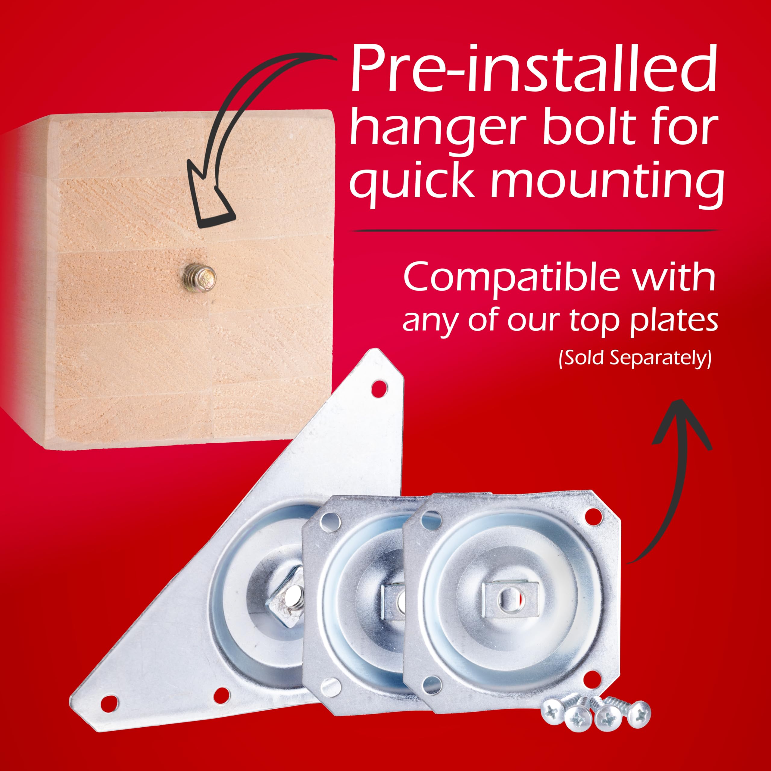 WADDELL Couch Feet (1 Count, Contemporary) | 3" Quick Mount Hardwood Sofa Legs for DIY Home Projects w/ 5/16" #18 Hanger Bolt | Unfinished Furniture Feet for Accent Armchair, Ottoman Bench, Foot Stool - Image 3