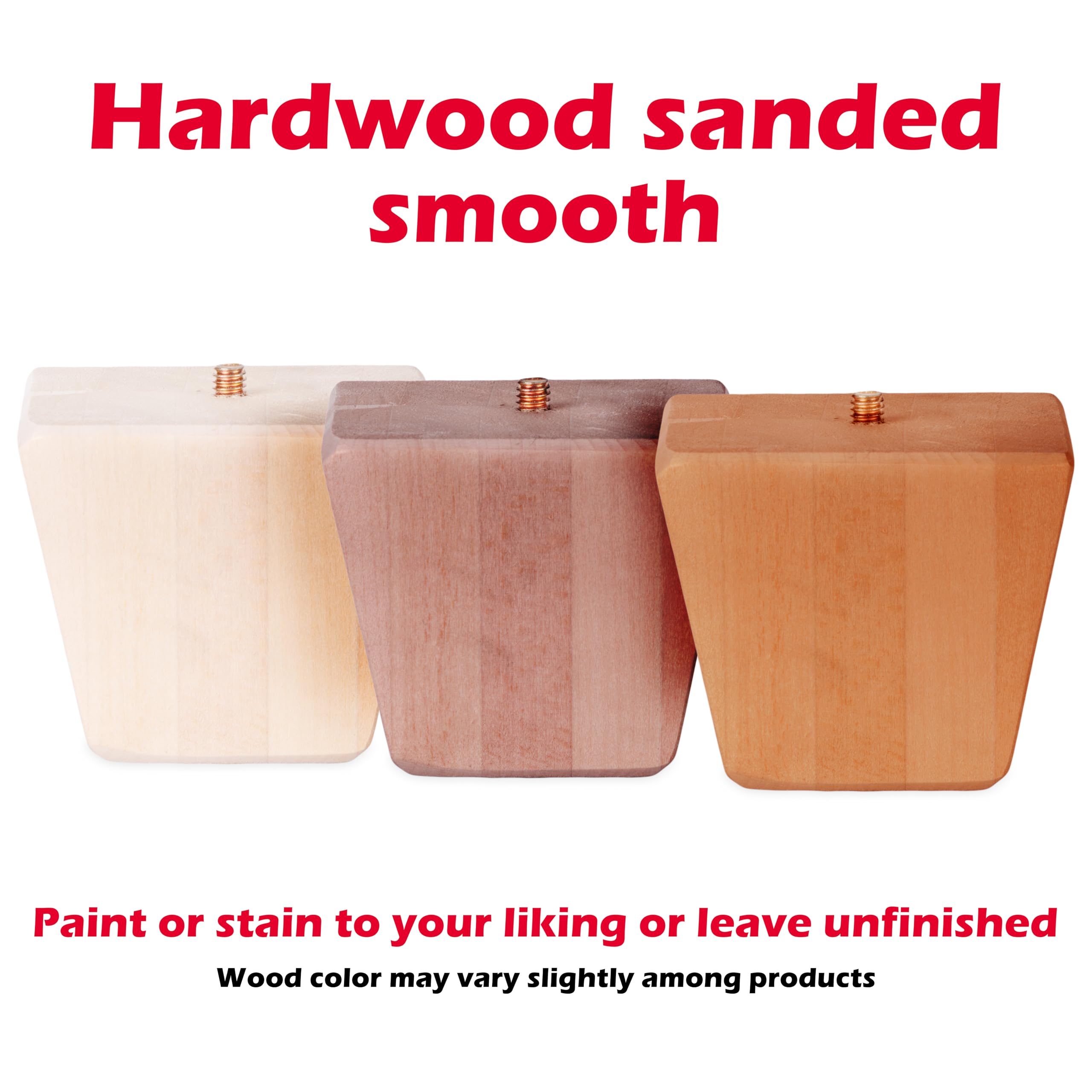 WADDELL Couch Feet (1 Count, Contemporary) | 3" Quick Mount Hardwood Sofa Legs for DIY Home Projects w/ 5/16" #18 Hanger Bolt | Unfinished Furniture Feet for Accent Armchair, Ottoman Bench, Foot Stool - Image 4