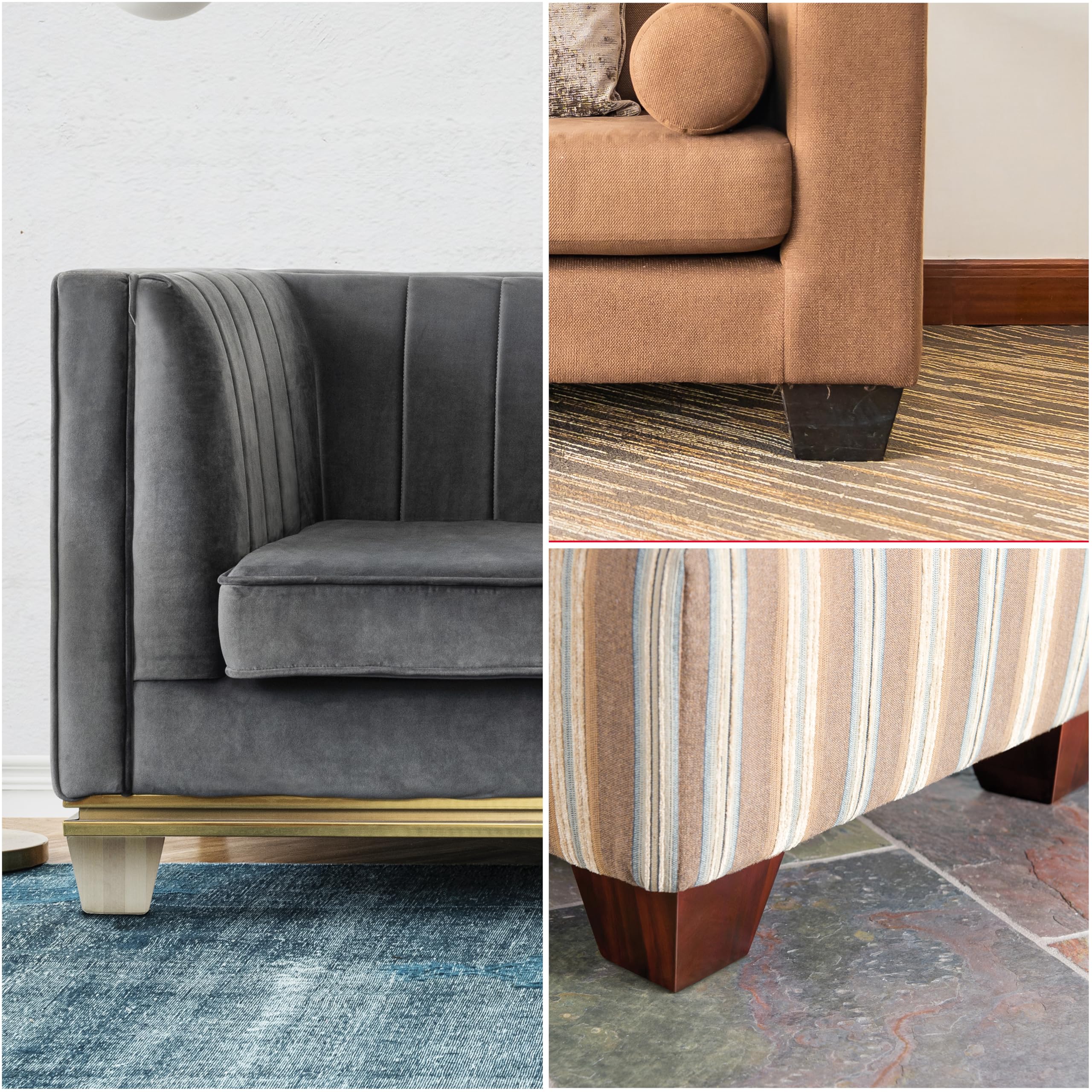 WADDELL Couch Feet (1 Count, Contemporary) | 3" Quick Mount Hardwood Sofa Legs for DIY Home Projects w/ 5/16" #18 Hanger Bolt | Unfinished Furniture Feet for Accent Armchair, Ottoman Bench, Foot Stool - Image 5