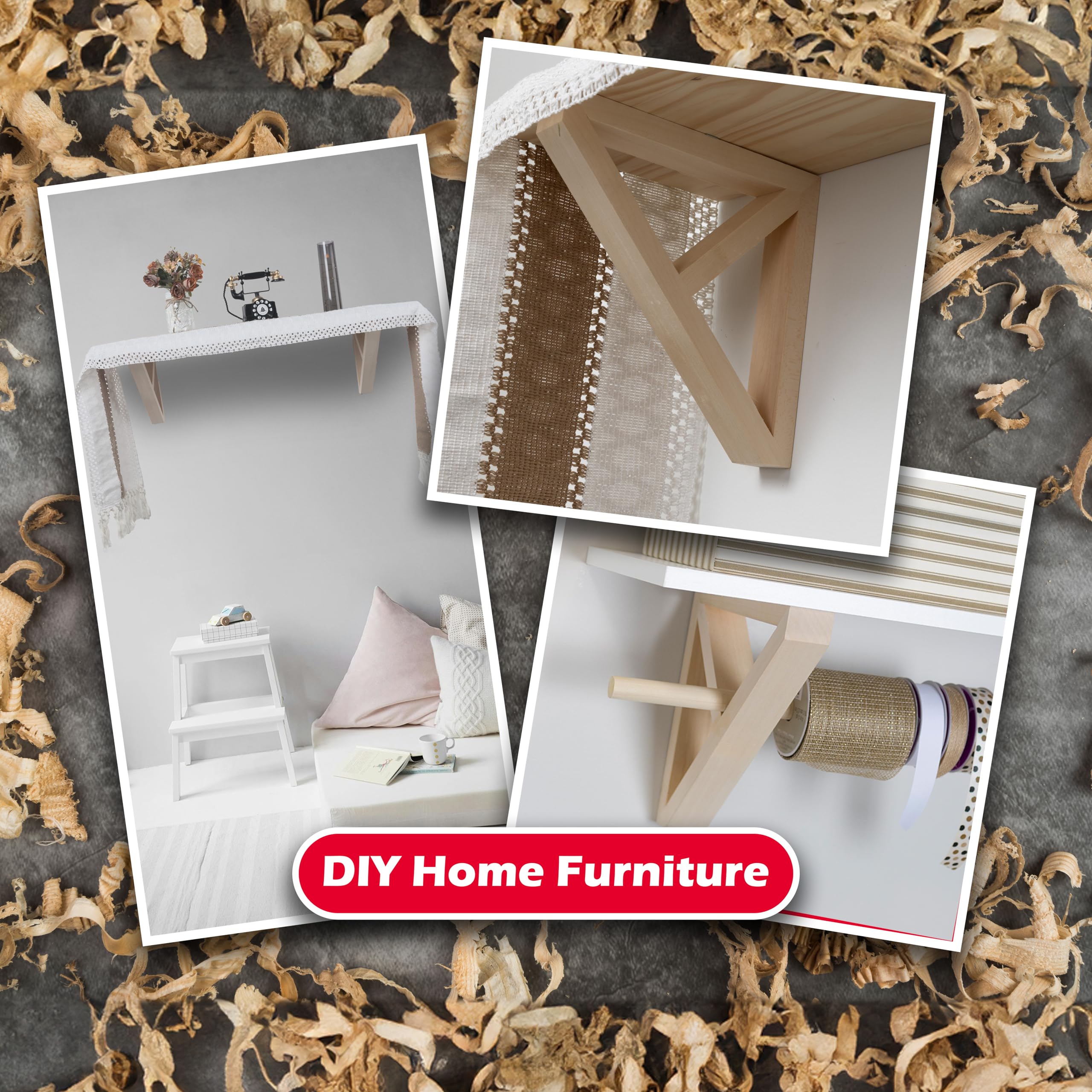 WADDELL Farmhouse Angle Bracket (2 Count, Medium) | 9" x 9" x 1½" Unfinished Hardwood w/Pre-Installed Keyhole Plate | Decorative Corbels for Shelves, Countertops, Fireplace Mantel, DIY Home Projects - Image 5