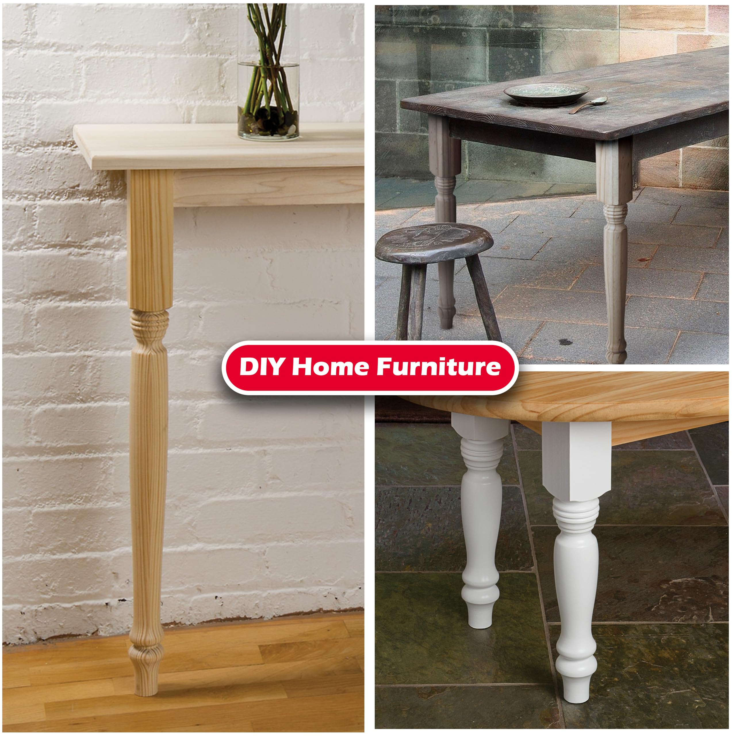 Waddell Farmhouse Pine Table Leg (4 Count, 29" H) | Decorative Unfinished Wooden Table Legs for DIY Home Projects | Woodworker Replacement Furniture Parts for Crafts or Repurposing Vintage Room Decor - Image 5