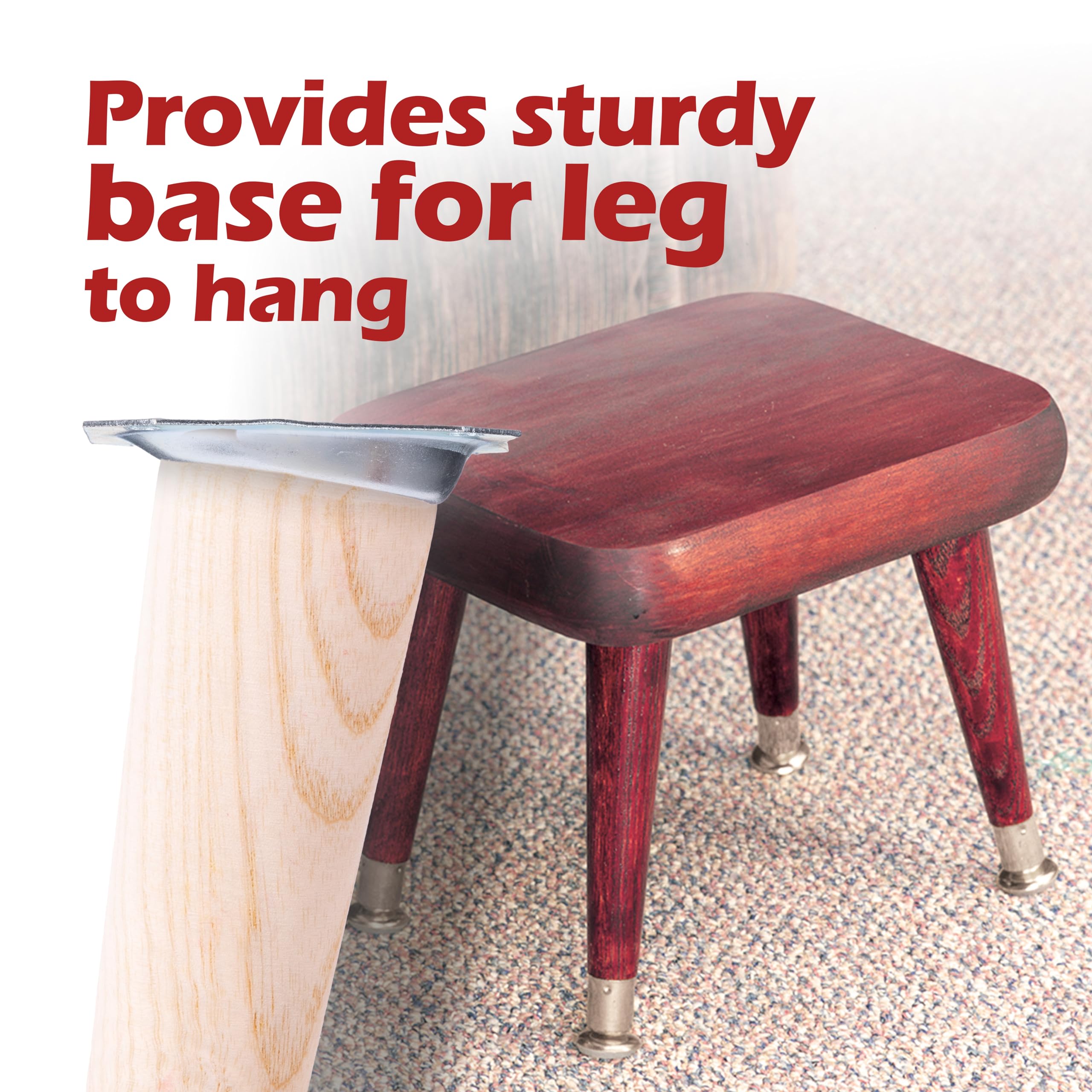 WADDELL Furniture Leg Mounting Bracket (1 Count, Angle Top Plate) | 18G Steel Quick Mount Table Leg Attachment Hardware w/ 78° Flare | DIY Home Projects Made Easy | Compatible w/ Bolt Hanger Legs - Image 3