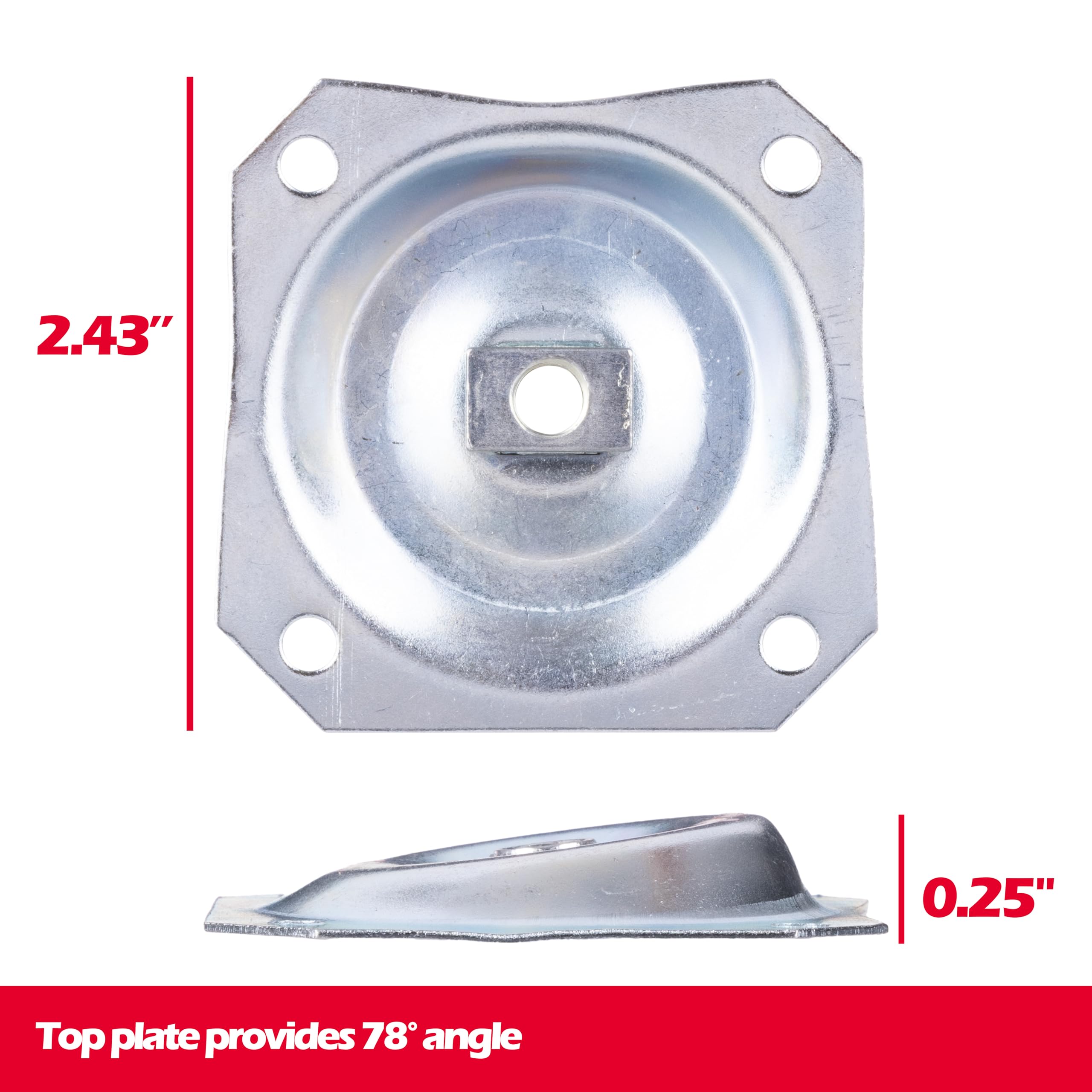 WADDELL Furniture Leg Mounting Bracket (1 Count, Angle Top Plate) | 18G Steel Quick Mount Table Leg Attachment Hardware w/ 78° Flare | DIY Home Projects Made Easy | Compatible w/ Bolt Hanger Legs - Image 6