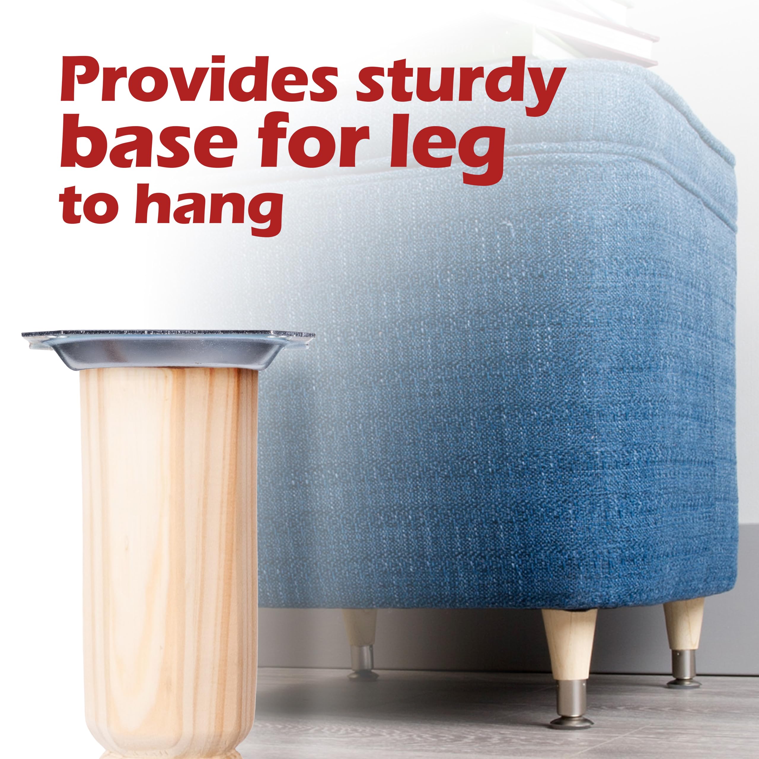 Waddell Contemporary Bun Foot & Straight Top Plate | Unfinished Hardwood Decorative Quick Mount Furniture Feet | 18G Steel Attachment Mounting Hardware - Image 6