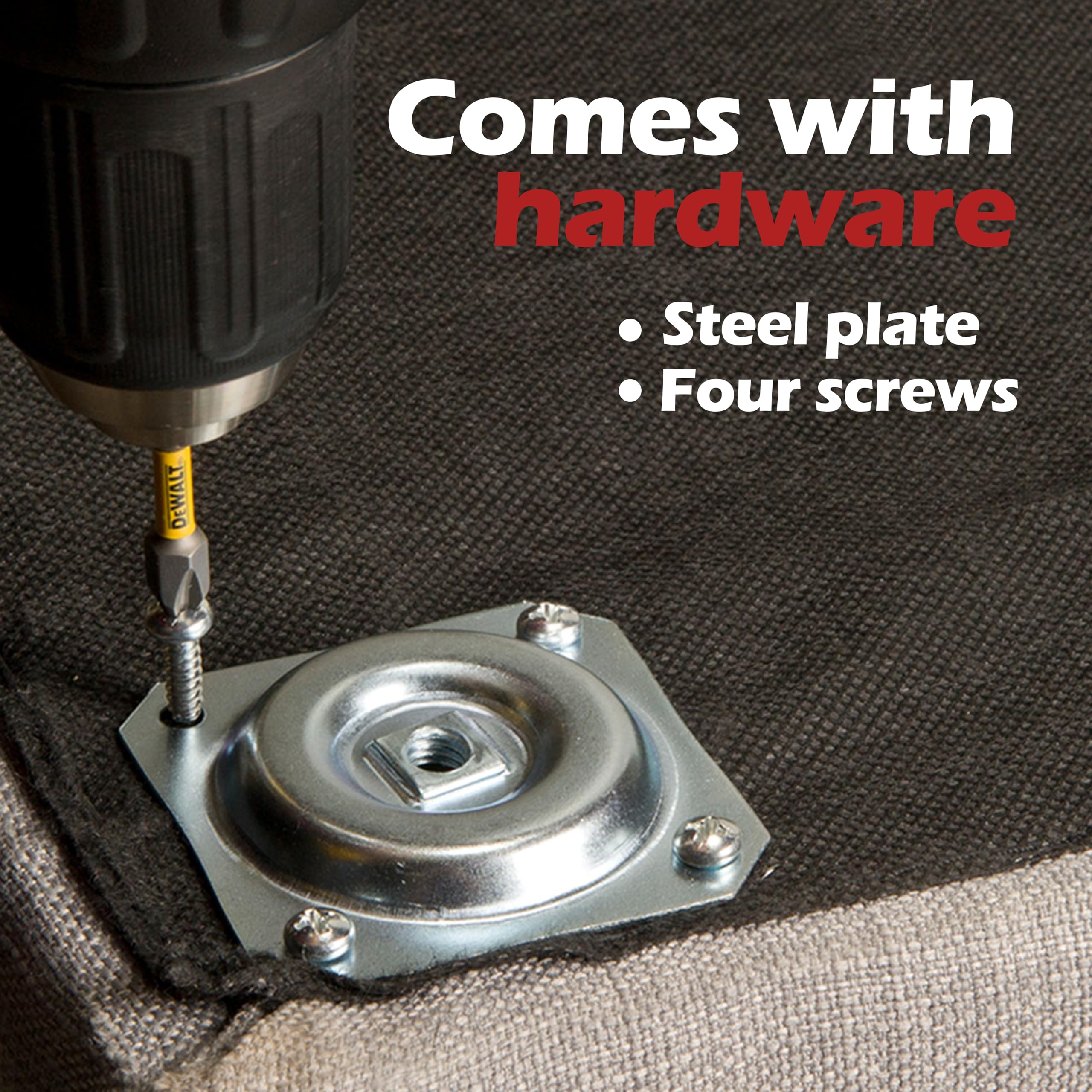 WADDELL Furniture Leg Mounting Bracket (1 Count, Straight Top Plate) | 18G Steel Quick Mount Table Leg Attachment Hardware | DIY Home Projects Made Easy | Compatible with Bolt Hanger Table Legs - Image 5