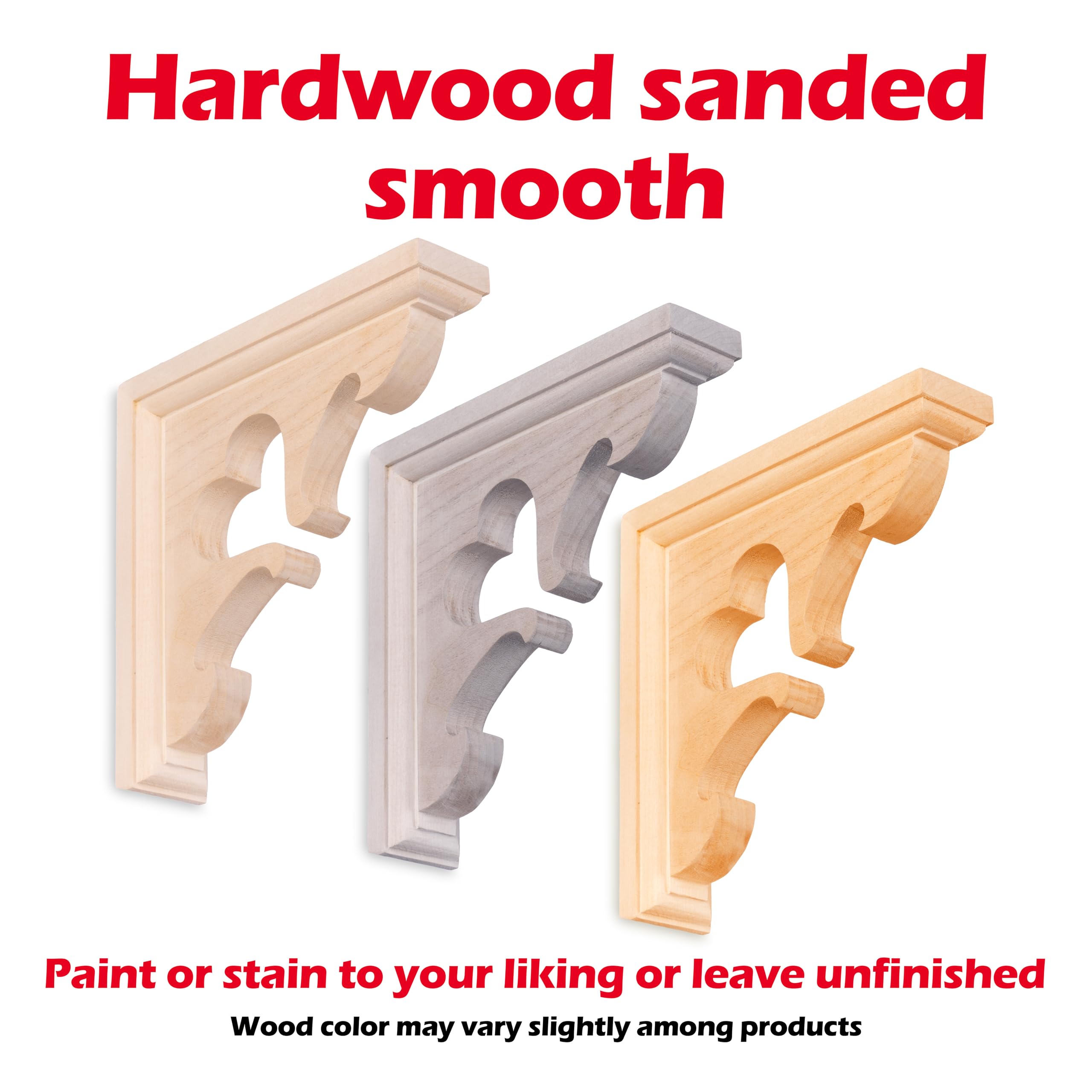 WADDELL Heart Brackets (Set of 2, 7" x 7" x 1.5") | Pre-Installed Keyhole Plates & Mounting Hardware Included | DIY Home Decorative Unfinished Hardwood Indoor Corbels | Pair Supports up to 10 Lbs. - Image 4