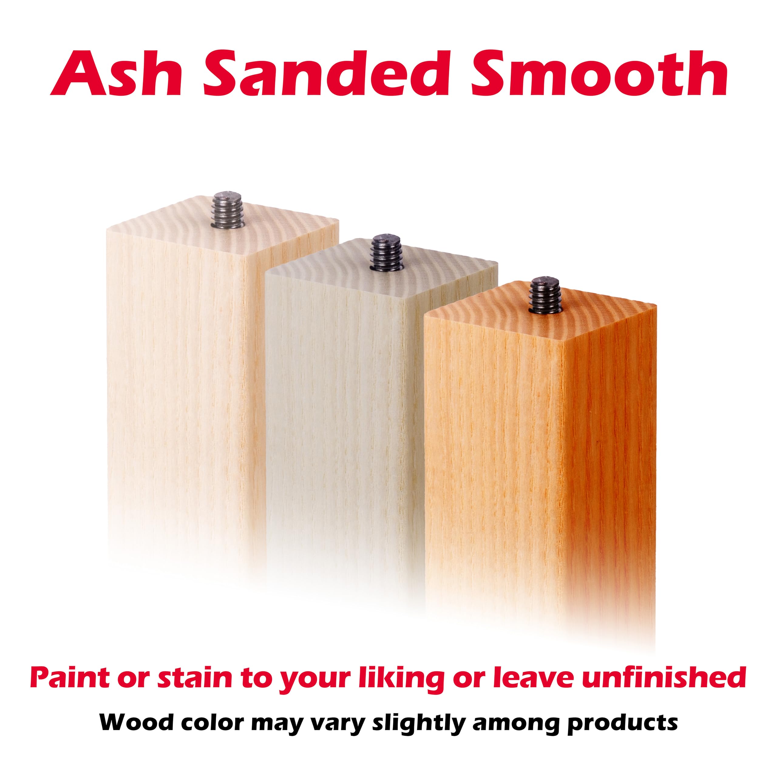 Waddell Parsons Square Table Leg (1 Count, 21" H) | Quick Mount Ash Wood Coffee Table Legs with 5/16" #18 Hanger Bolt | Replacement Decorative Unfinished Furniture Legs for DIY Home Improvement - Image 4