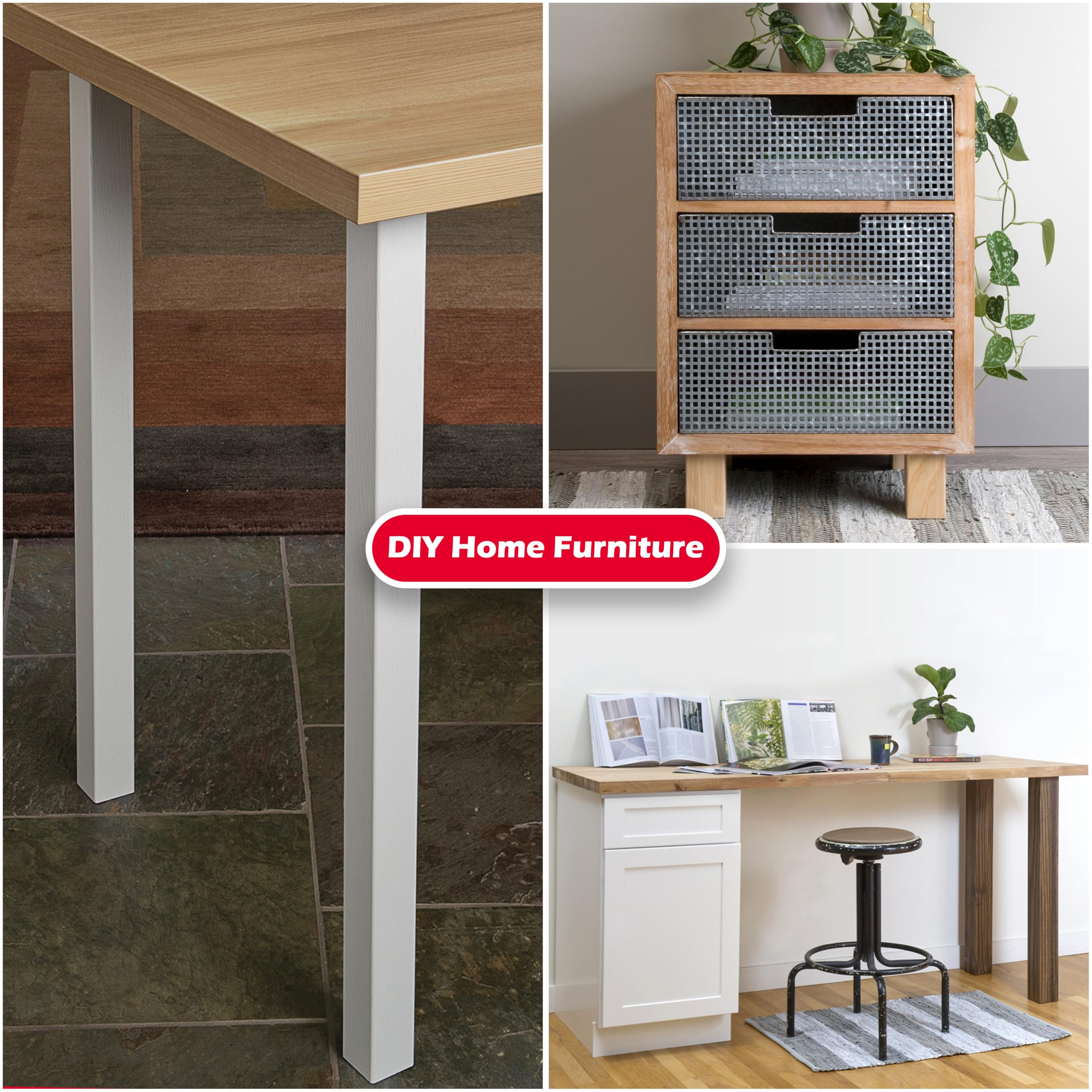 Waddell Parsons Square Table Leg (1 Count, 21" H) | Quick Mount Ash Wood Coffee Table Legs with 5/16" #18 Hanger Bolt | Replacement Decorative Unfinished Furniture Legs for DIY Home Improvement - Image 5