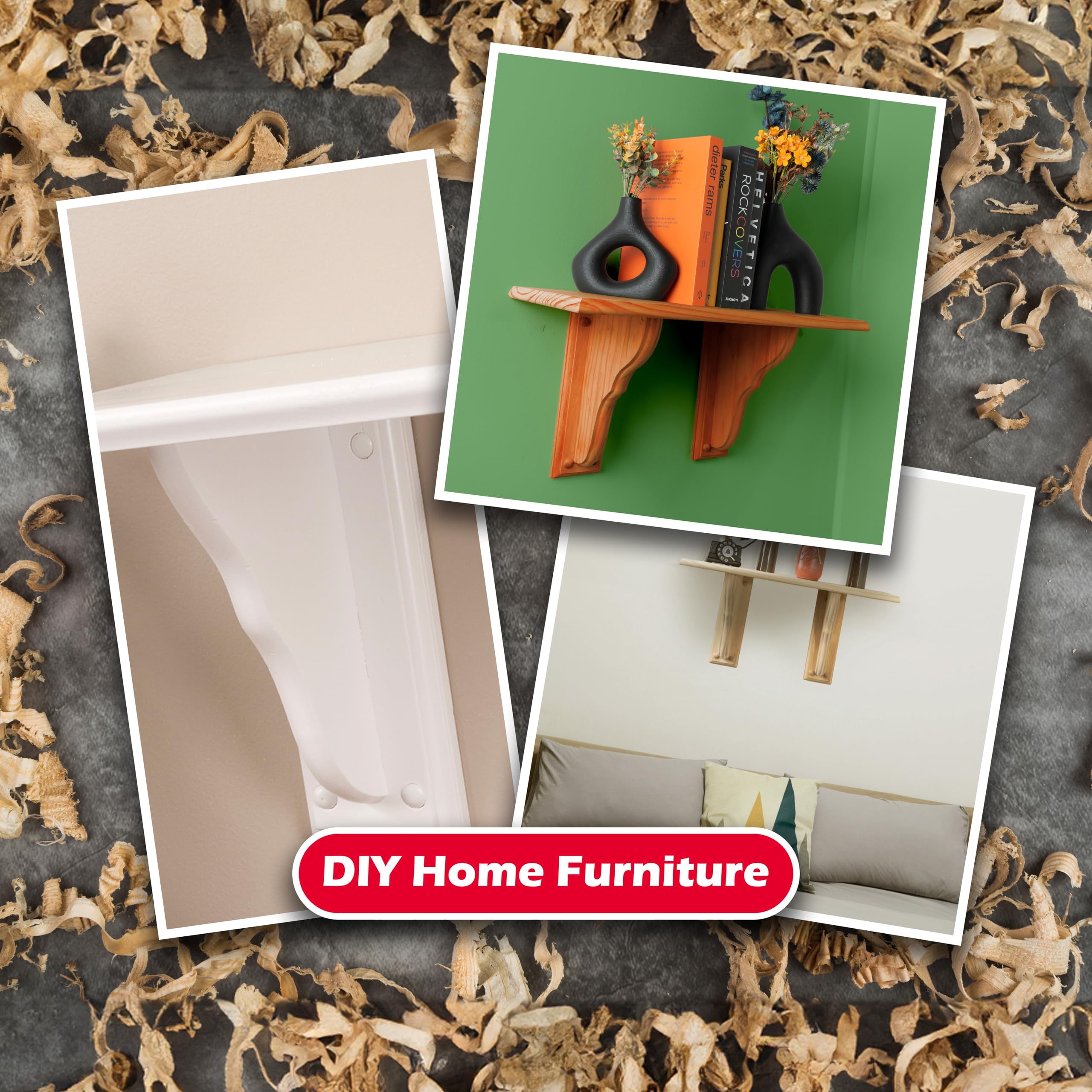 WADDELL Pine Bracket w/Backing Plate (1 Count, 9" x 6" x ¾) | Unfinished Corbel Includes Mounting Hardware | DIY Home Decor Shelves, Countertops, Fireplace Mantels | Supports up to 5 Lbs. Each - Image 5