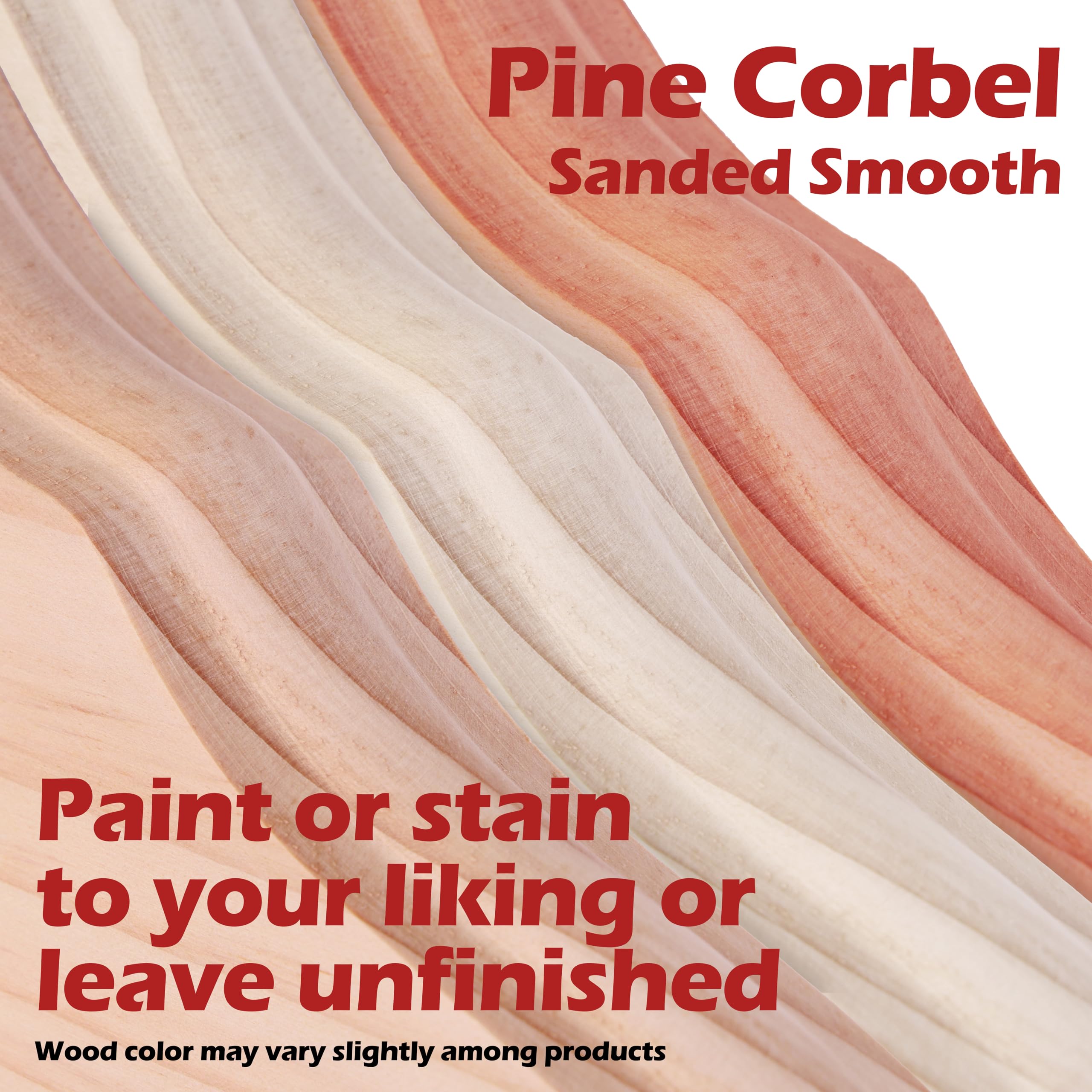 WADDELL Pine Corbel (1 Count, 11" x 7" x ¾) | Includes Pre-Installed Keyhole Plate & Wall Screw | Paintable Stainable Unfinished Decorative Corbels for Countertops & Shelves | 5 Lb. Capacity Each - Image 4