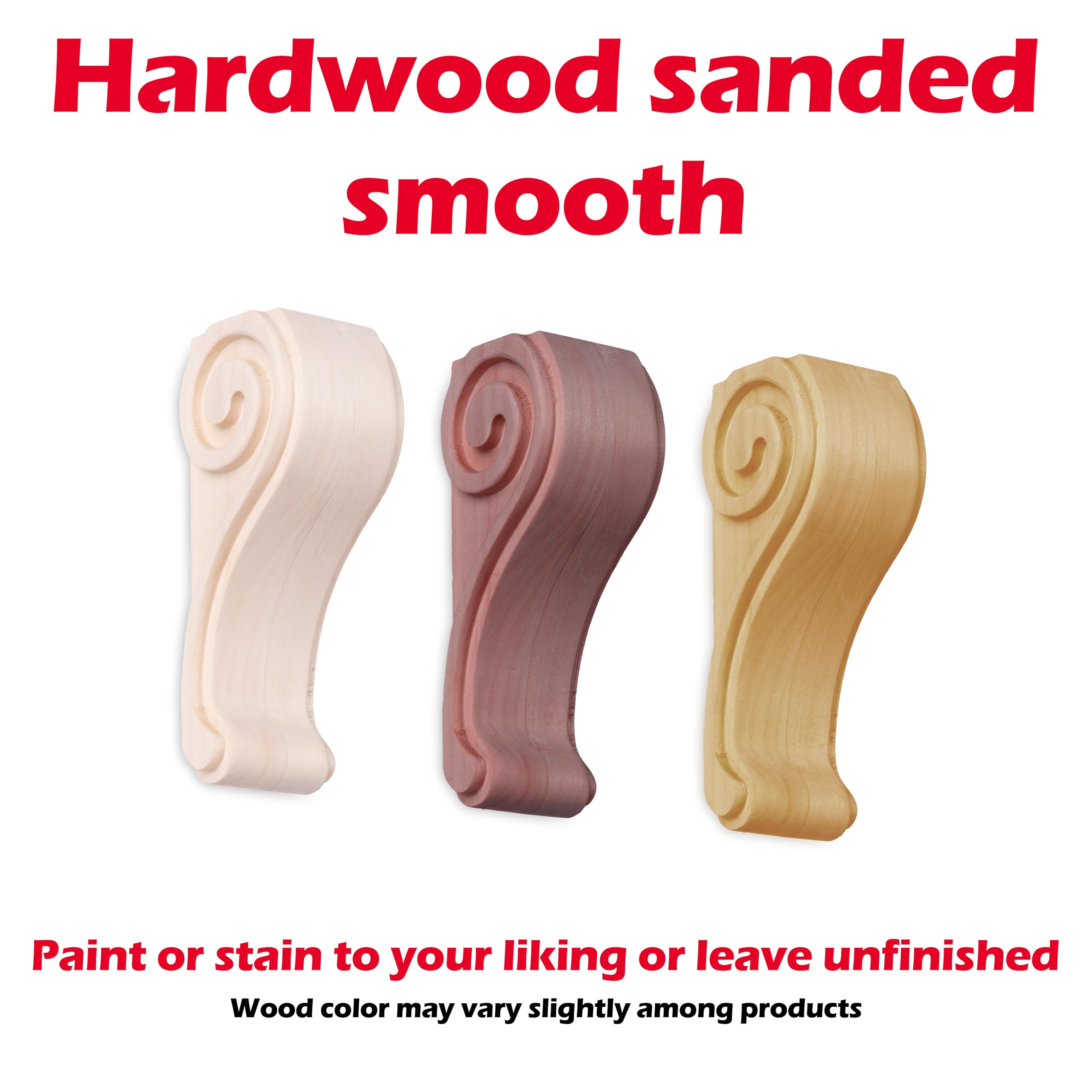 WADDELL Scroll Corbel (1 Count, Large) | 15" x 6" x 1¾" Unfinished Hardwood Bracket w/Pre-Installed Keyhole Plate | Decorative Corbels for Shelf, Countertop, Fireplace Mantel, DIY Home Improvement - Image 4