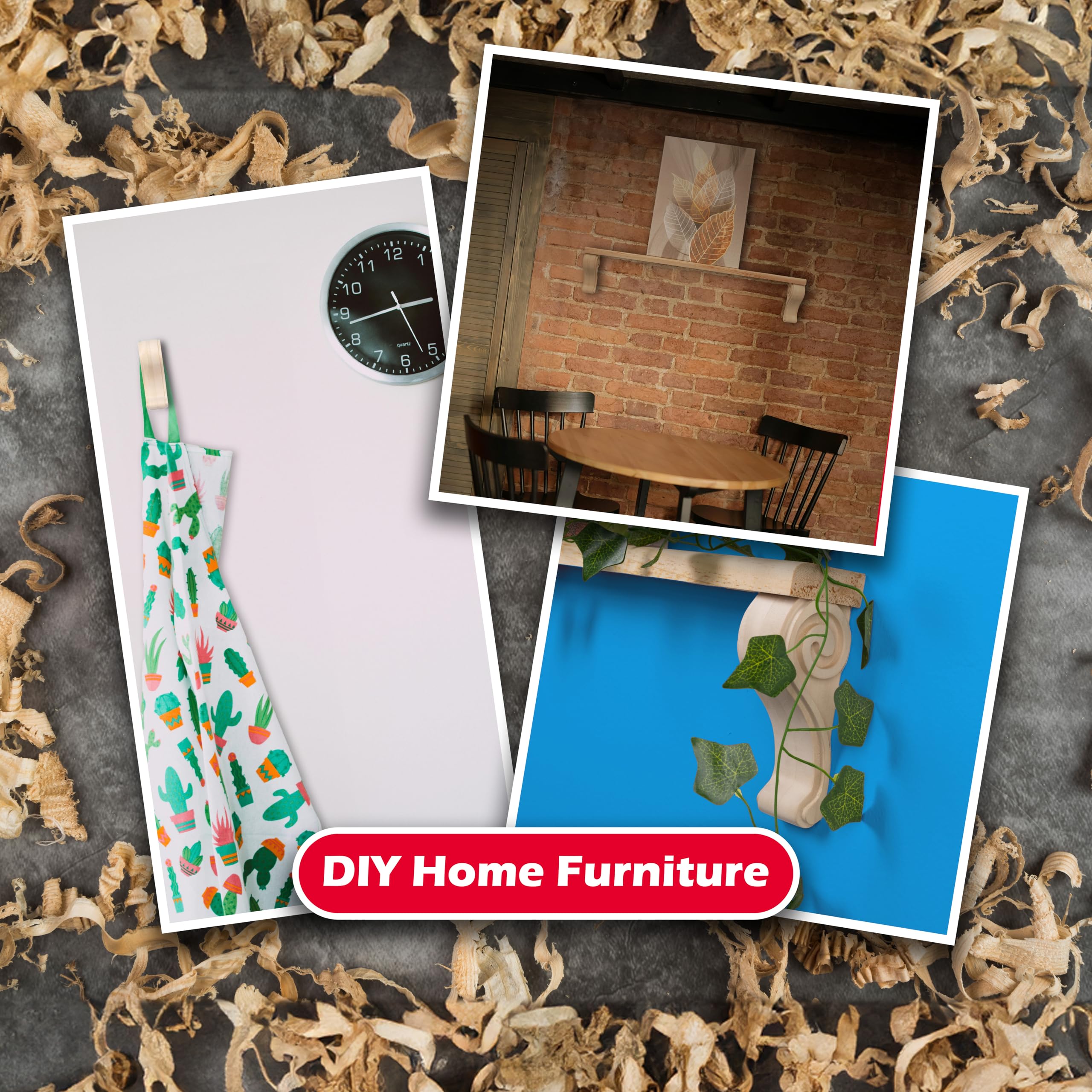 WADDELL Scroll Corbel (1 Count, Large) | 15" x 6" x 1¾" Unfinished Hardwood Bracket w/Pre-Installed Keyhole Plate | Decorative Corbels for Shelf, Countertop, Fireplace Mantel, DIY Home Improvement - Image 5