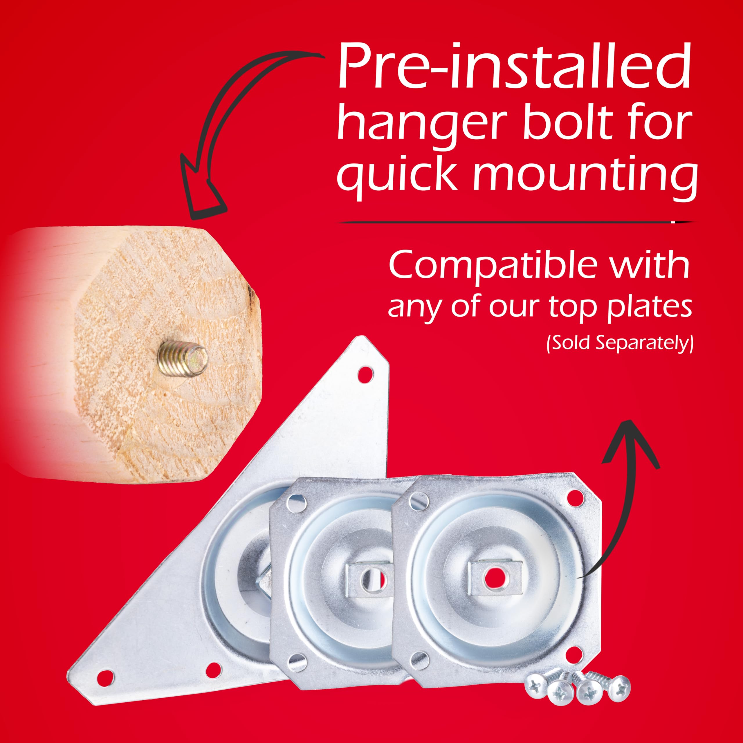 Waddell Traditional Pine Table Leg (4 Count, 9" H) | Quick Mount Decorative Wood Legs with 5/16" Hanger Bolt | Replacement Unfinished Furniture Legs for Crafts, Renovating, Upcycling DIY Home Decor - Image 3