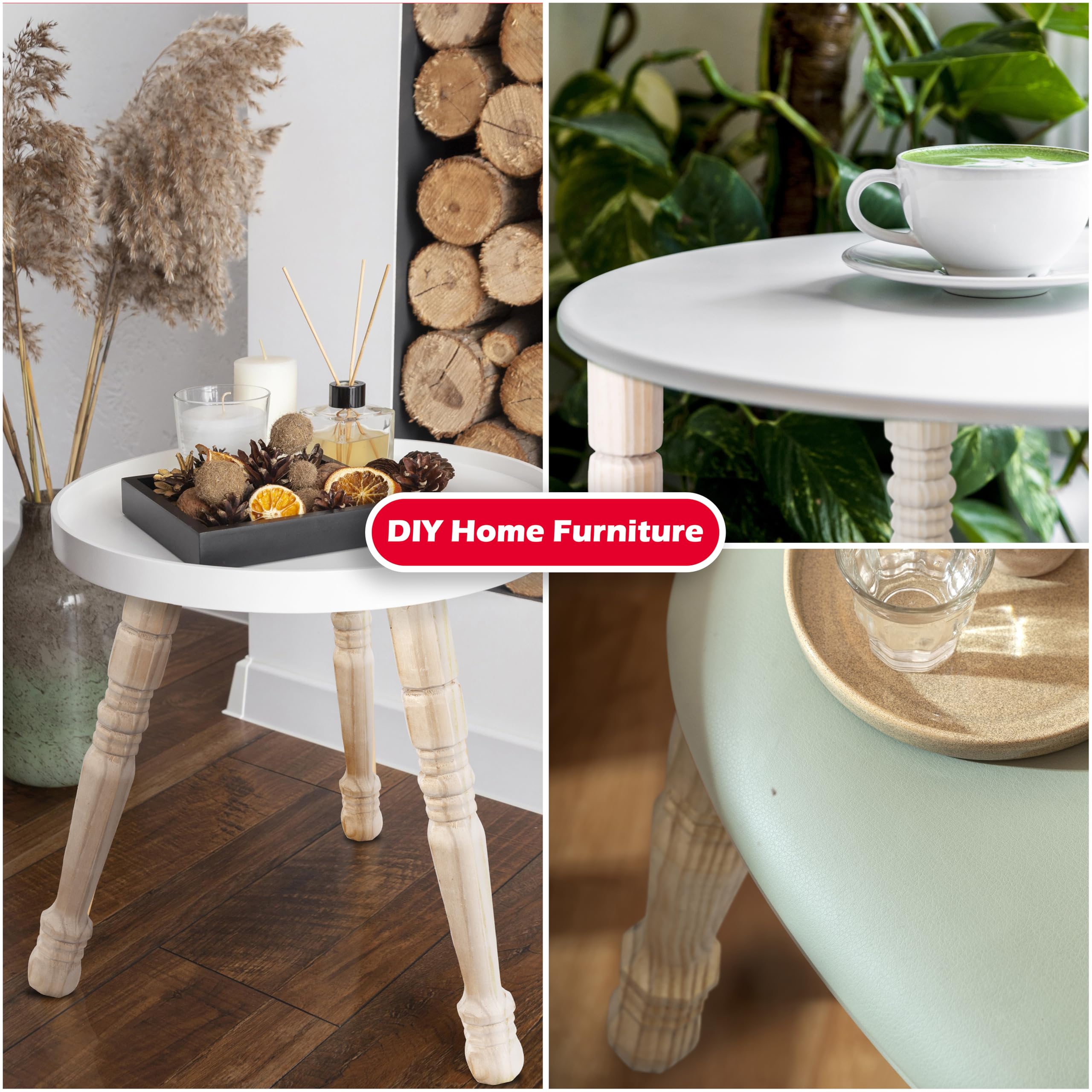 Waddell Traditional Pine Table Leg (4 Count, 9" H) | Quick Mount Decorative Wood Legs with 5/16" Hanger Bolt | Replacement Unfinished Furniture Legs for Crafts, Renovating, Upcycling DIY Home Decor - Image 5