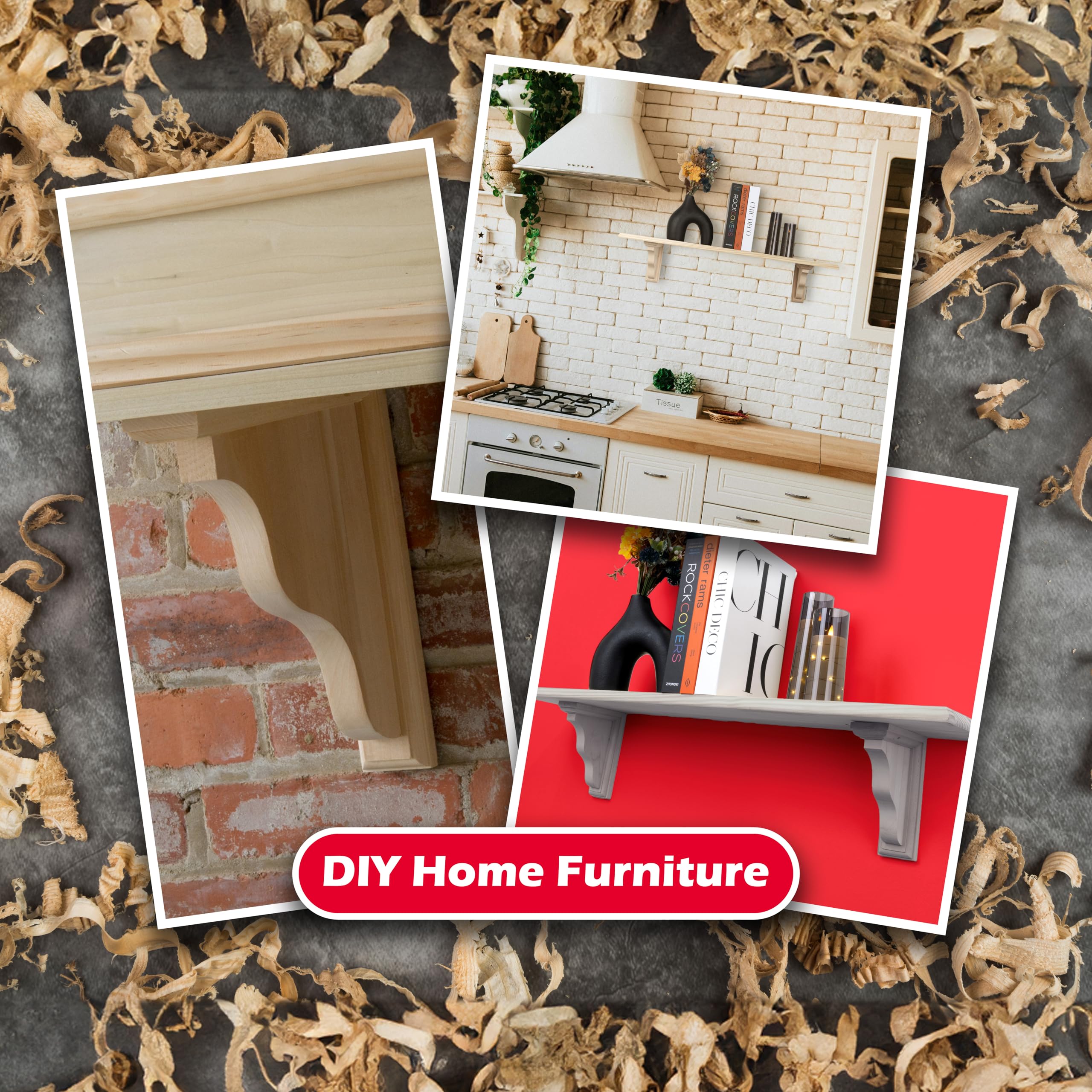 WADDELL Two-Way Corner Bracket (1 Count, 7"H x 5"D x 1½"W) | Unfinished Hardwood Corbel Includes Mounting Hardware | Decorative Bracket for Shelves, Countertops, Mantels | Supports up to 5 Lbs. Each - Image 5